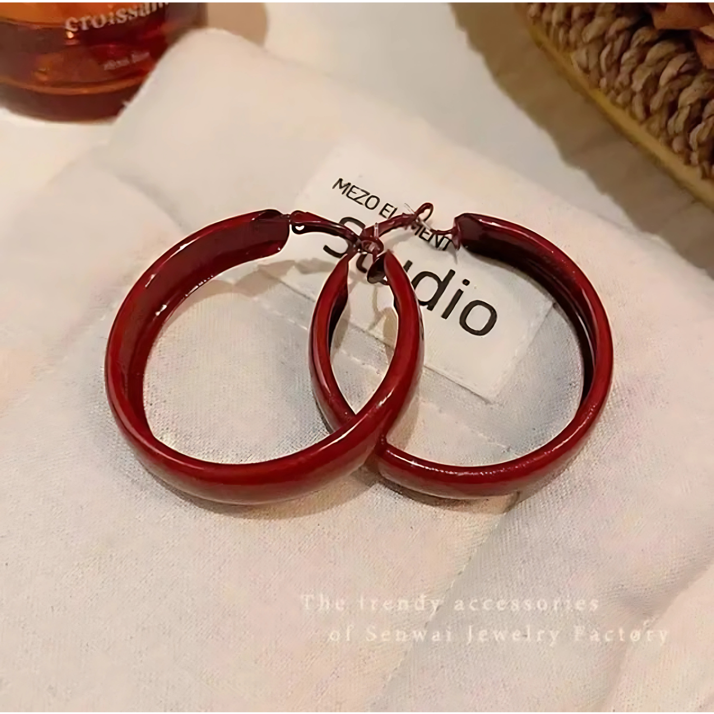 Chunky Red Hoop Earrings