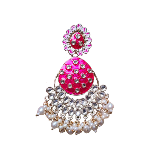 Rani Pink Meenakari Hanging Earrings for Indian Traditional Wear