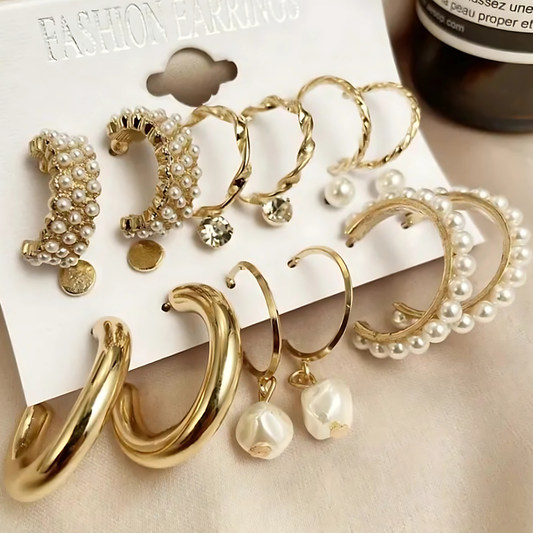 6 Pairs of trendy Golden Hoop Earrings
