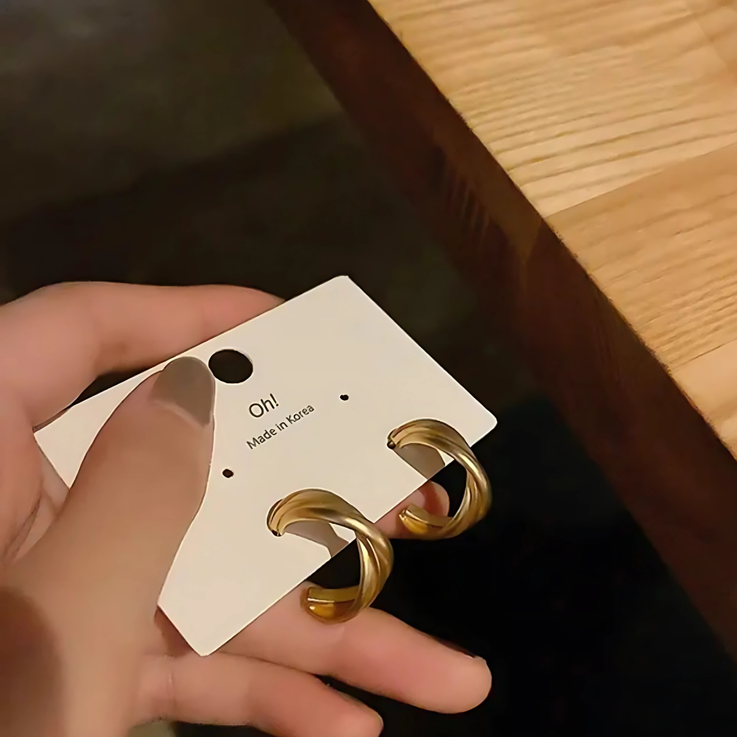 Gold Tone Chunky Twisted Hoops