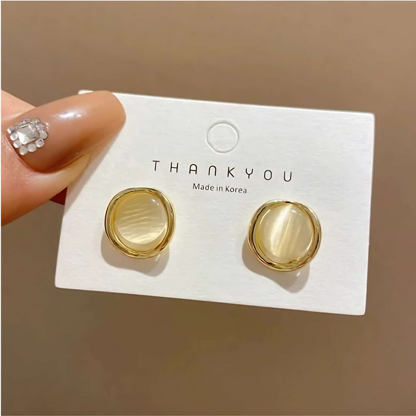 Gold Tone Cat Eye Iridescent Studs