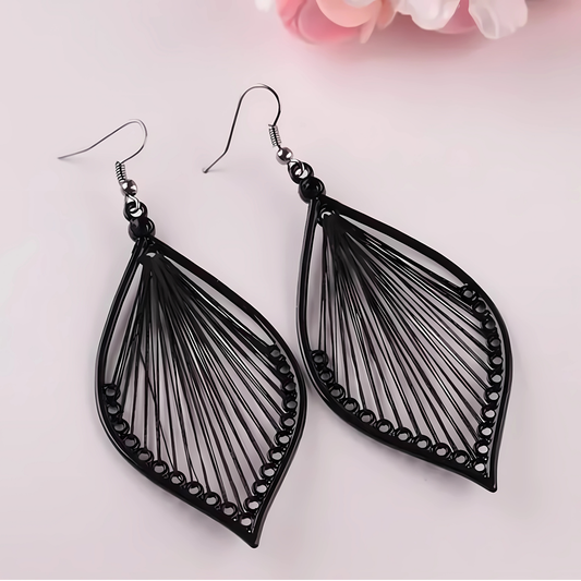 Geometric Leaf Drop Earrings