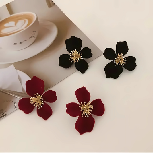 Black 4 Petals Korean Earrings for Office Wear, Casual Wear and daily wear
