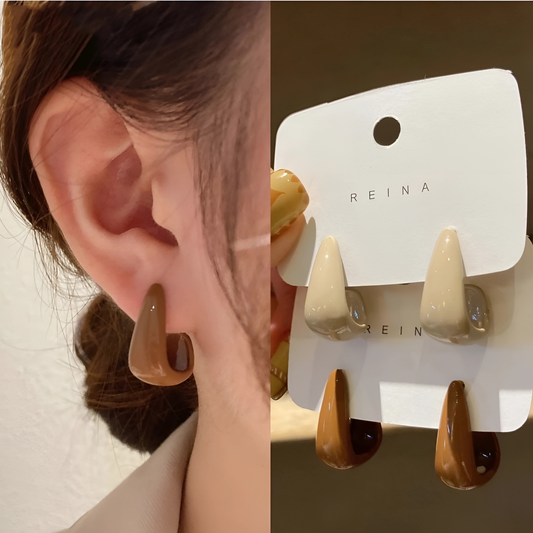 Small Brown Geometric Earrings