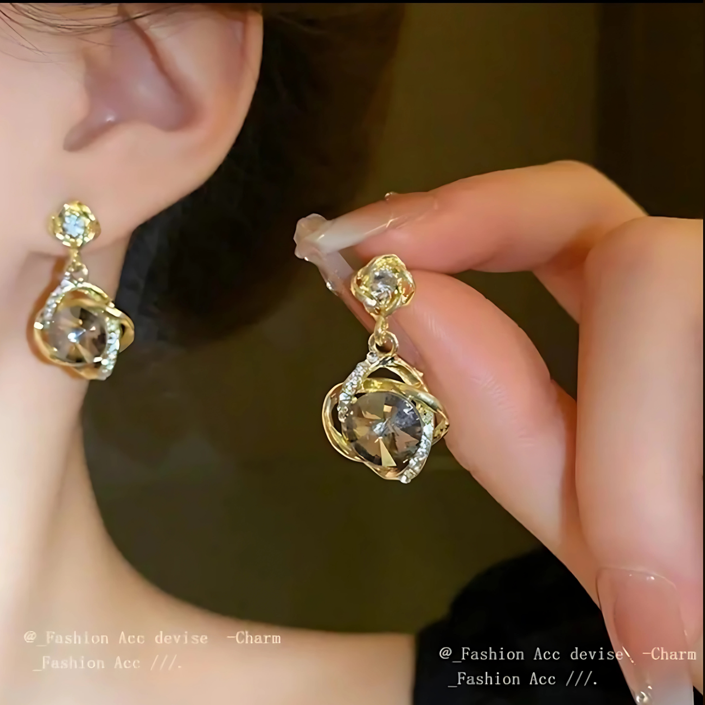 Trendy Smoky Quartz Crystal Swirl Dangles