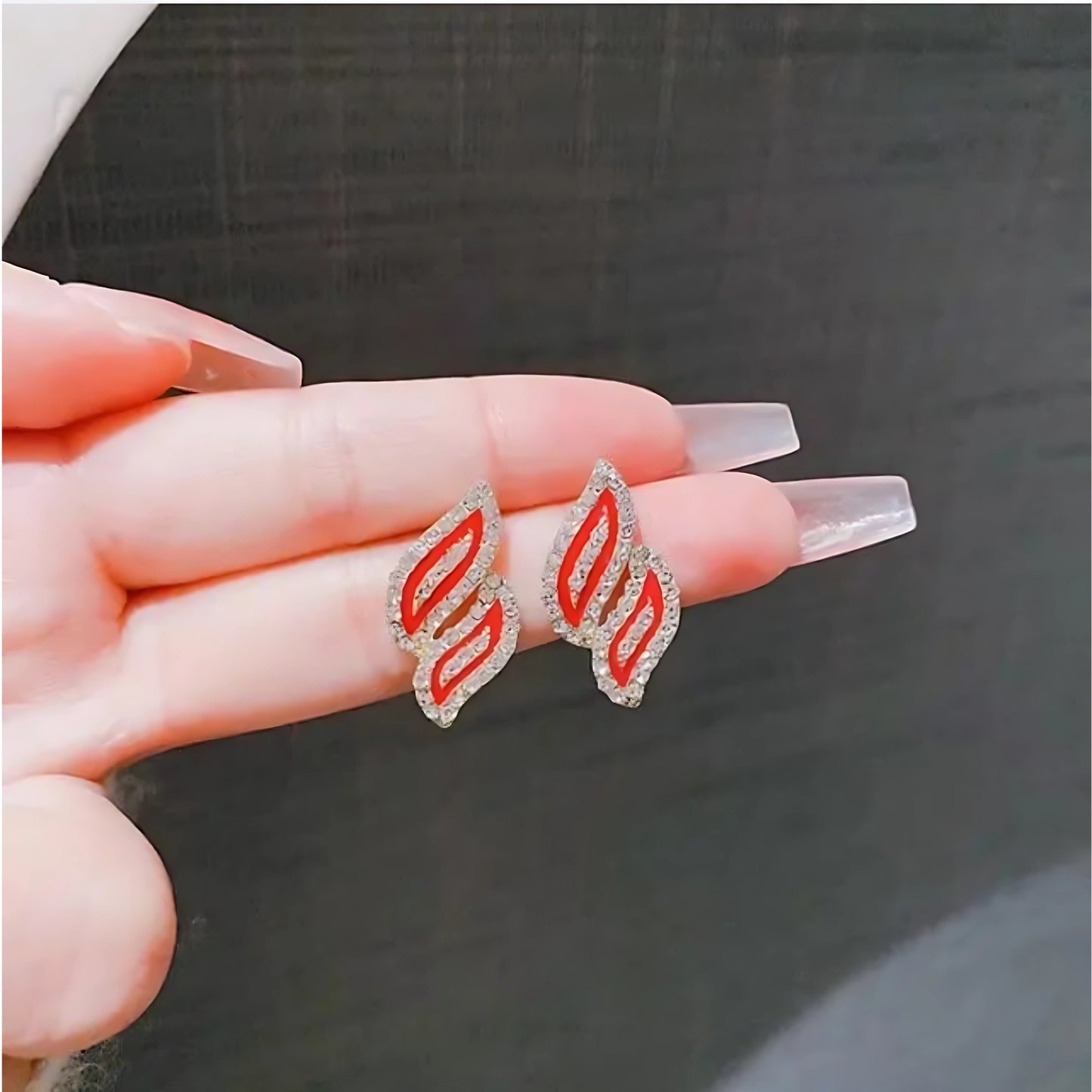 Sparkling Red Rhinetone Korean Studs