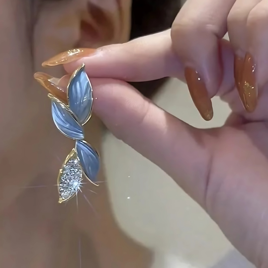 Light Blue Leaf Crystal Dangles