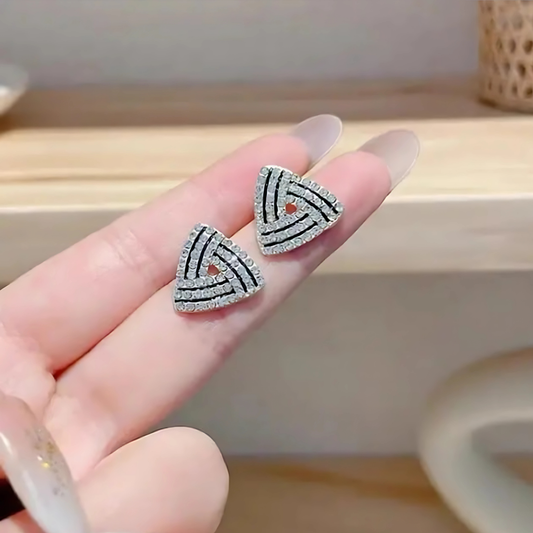 Minimalist Silver Triangle Earrings