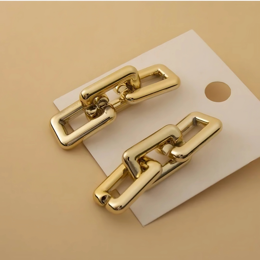 Gold Tone Chunky Chain Link Studs