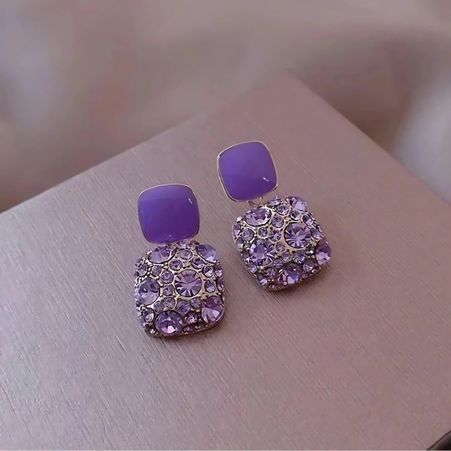 Fashionable Square Gemstone Earrings