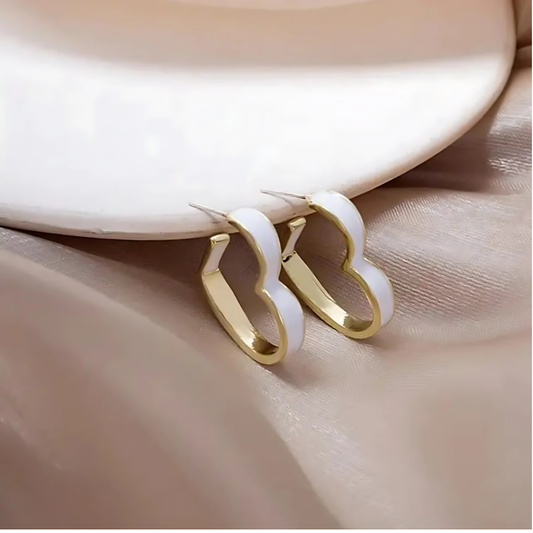 Heart Shaped Stud Earrings Gold