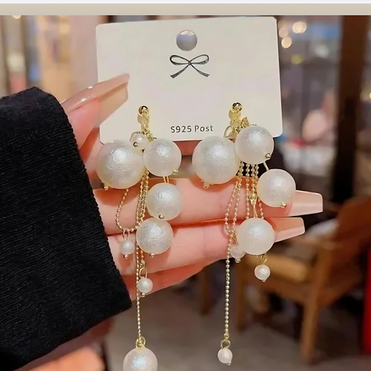 Gold Tone Multi Pearl Chain Dangles