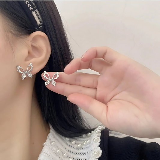 Delicate Silver Butterfly Earrings