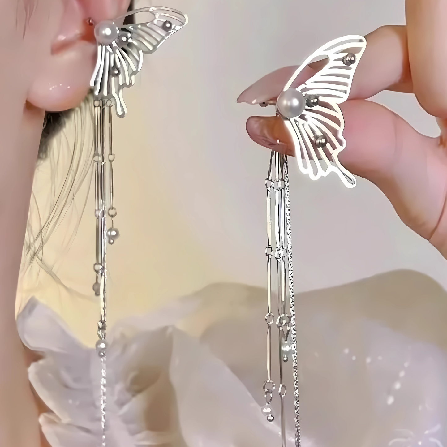 Trending Pearl Butterfly Dangling Ear cuff