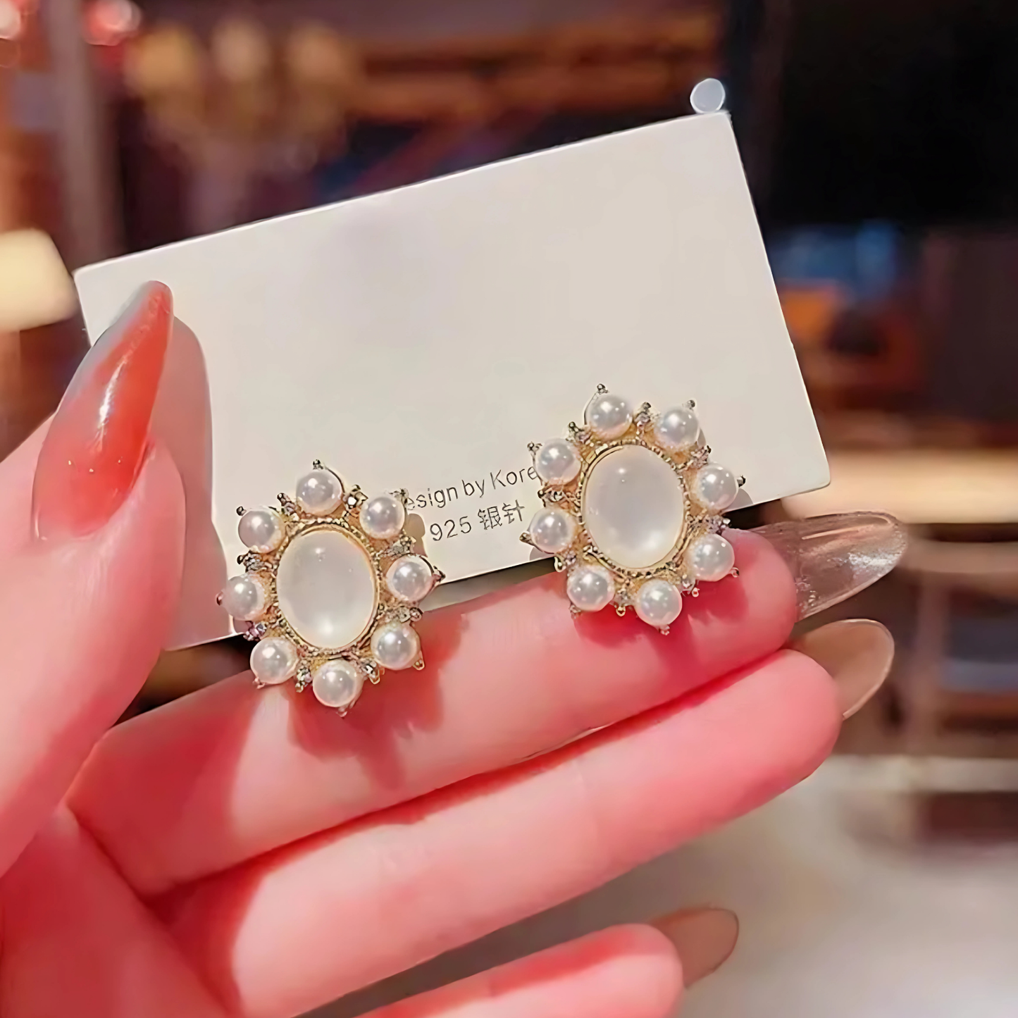 Pearl Crystal Flower Studs
