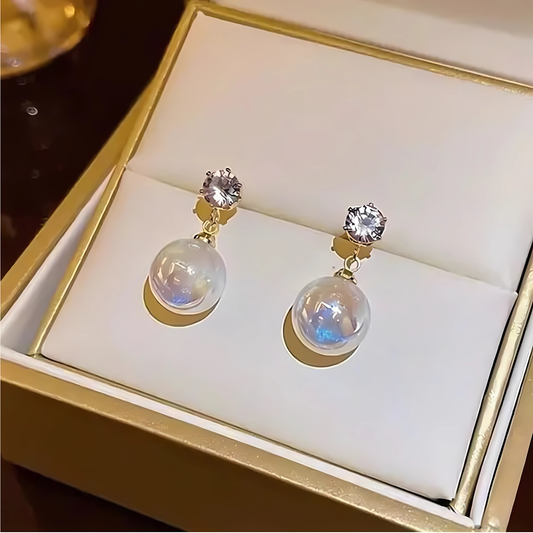 Dazzling White Pearl Korean Earrings for Office Wear, Casual wear