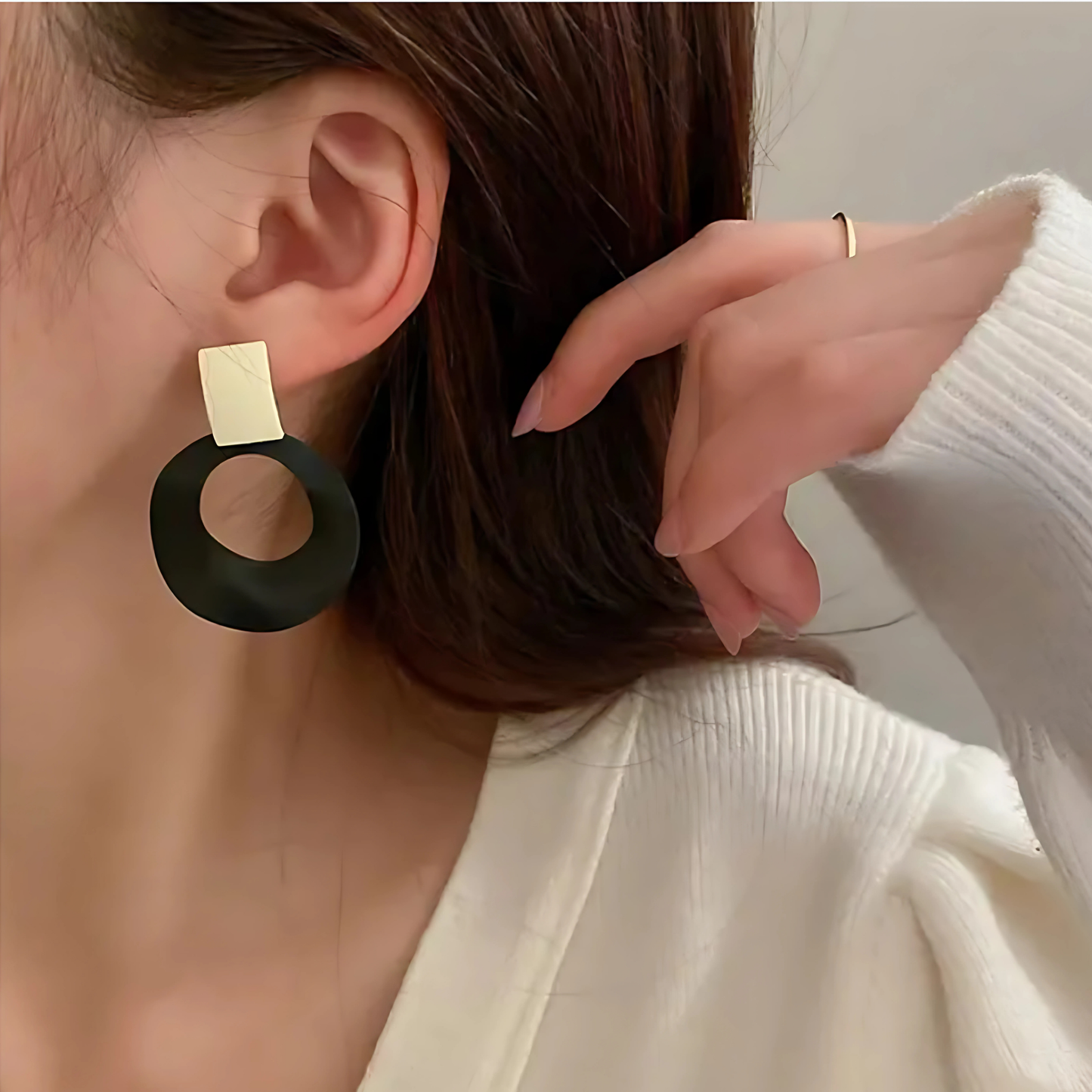 Asymmetrical Black White Earrings