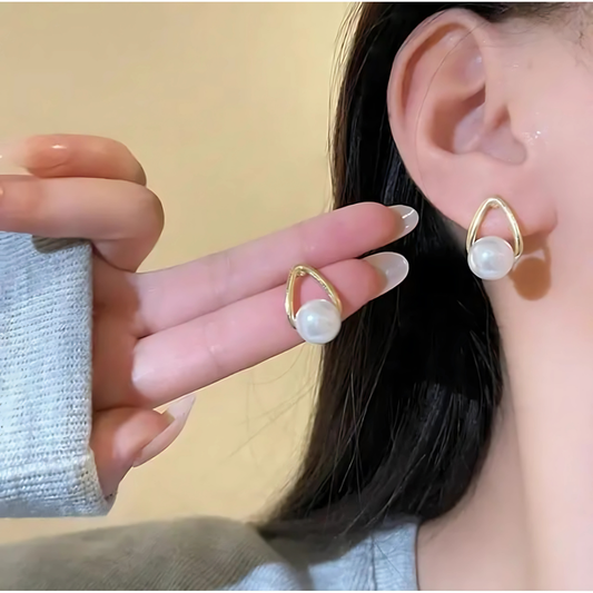 Dazzling White Pearl Korean Earrings for Daily Wear