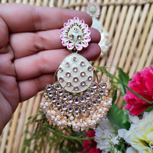 Meenakari Jhumka: Pastel Green Festive Wear