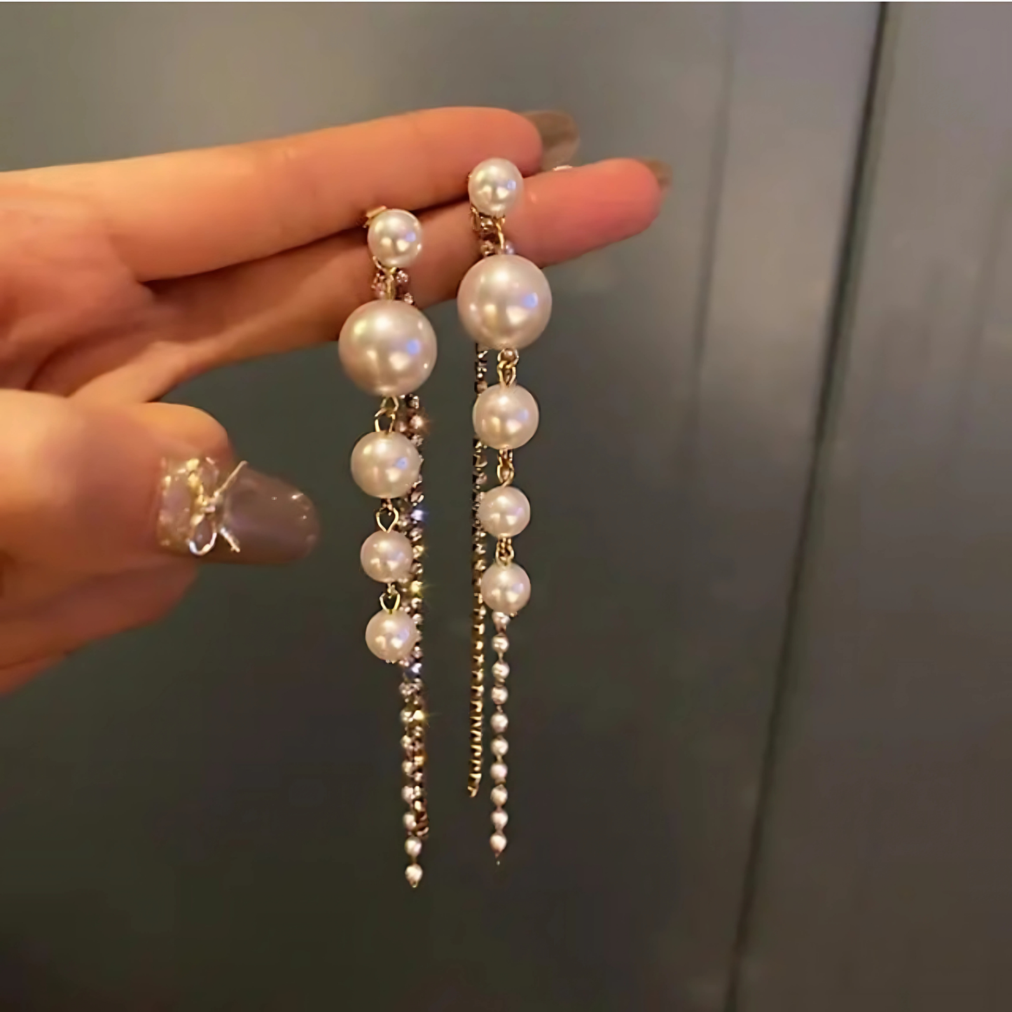 Multi Pearl Drop Earrings Gold