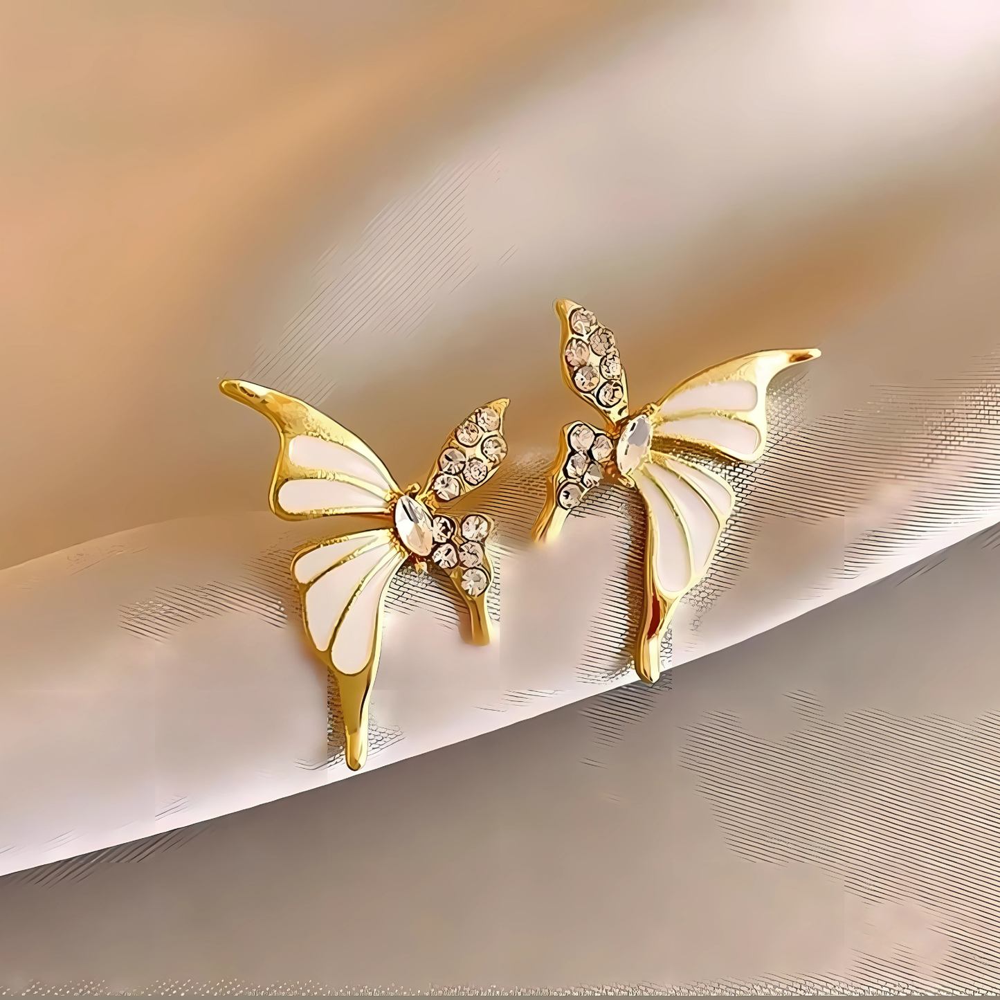 Chic White Enamel Butterfly Earrings