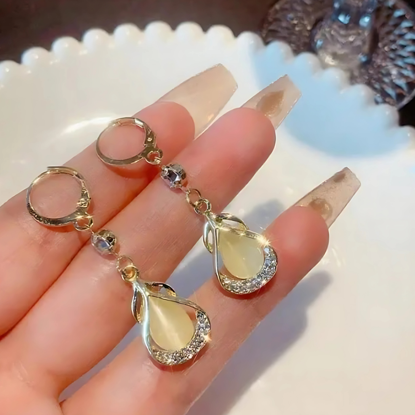 Elegant Gold Gemstone Earrings