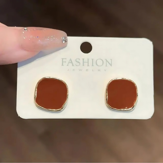 Stylish Brown Square Earrings