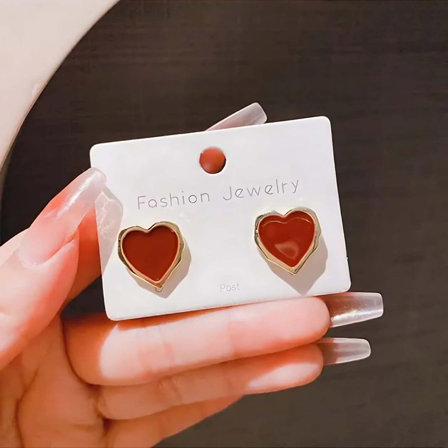 Heart Shaped Stud Earrings Gold