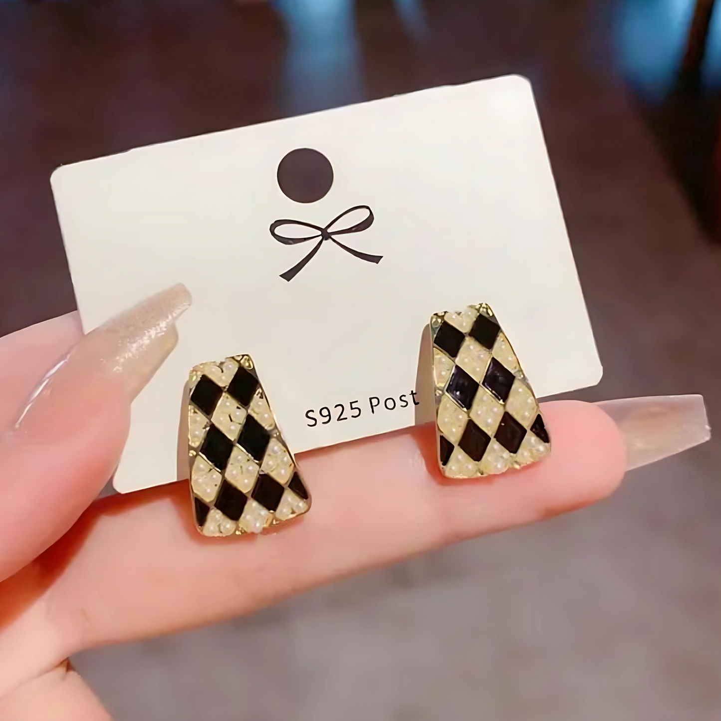 Gold Outline Harlequin Stud Earrings