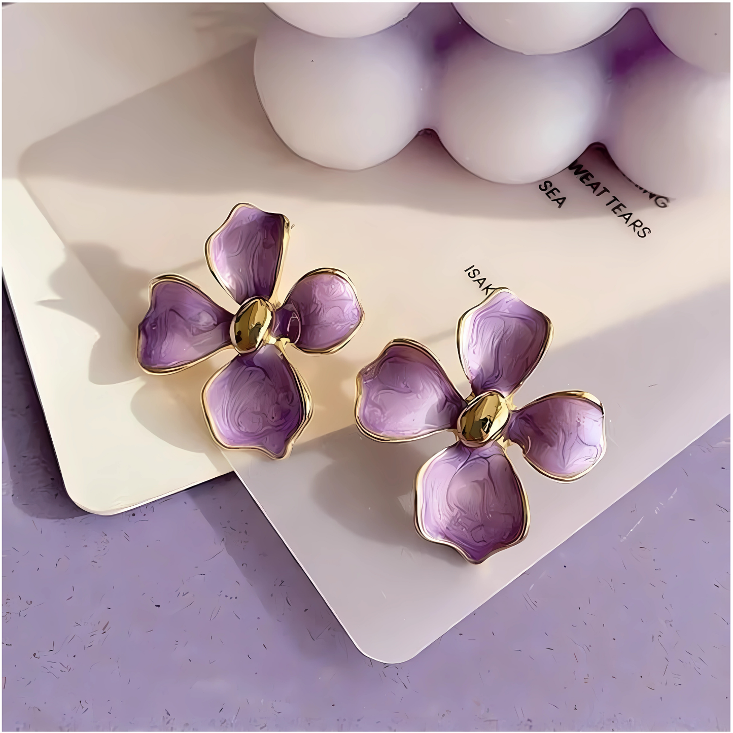 Stylish Purple Flower Earrings