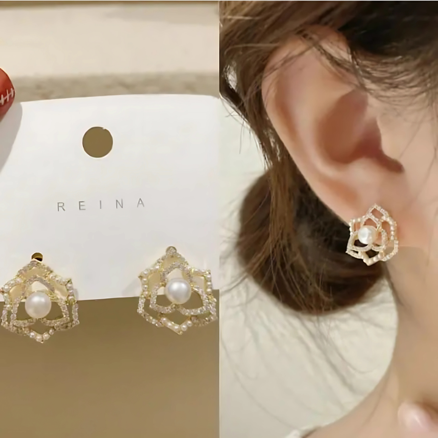 Minimalist Pearl Flower Earrings