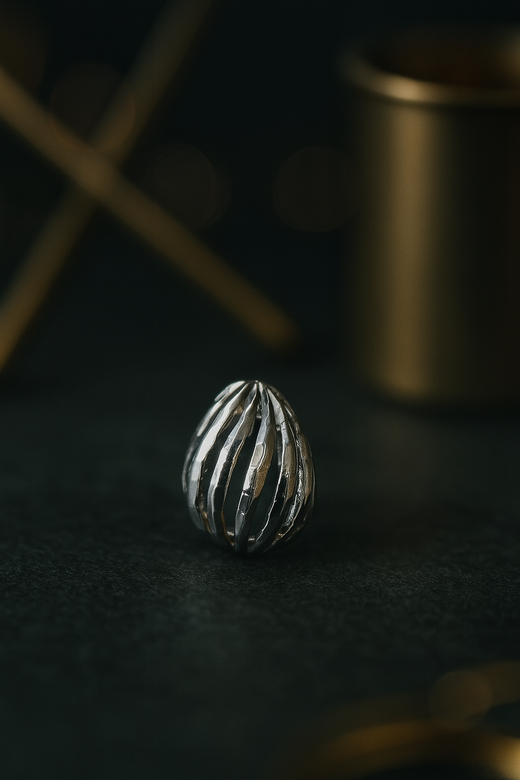 Silver Striped Dome Stud Earrings | Ribbed Modern Sphere Jewelry | Kurlywurly Store