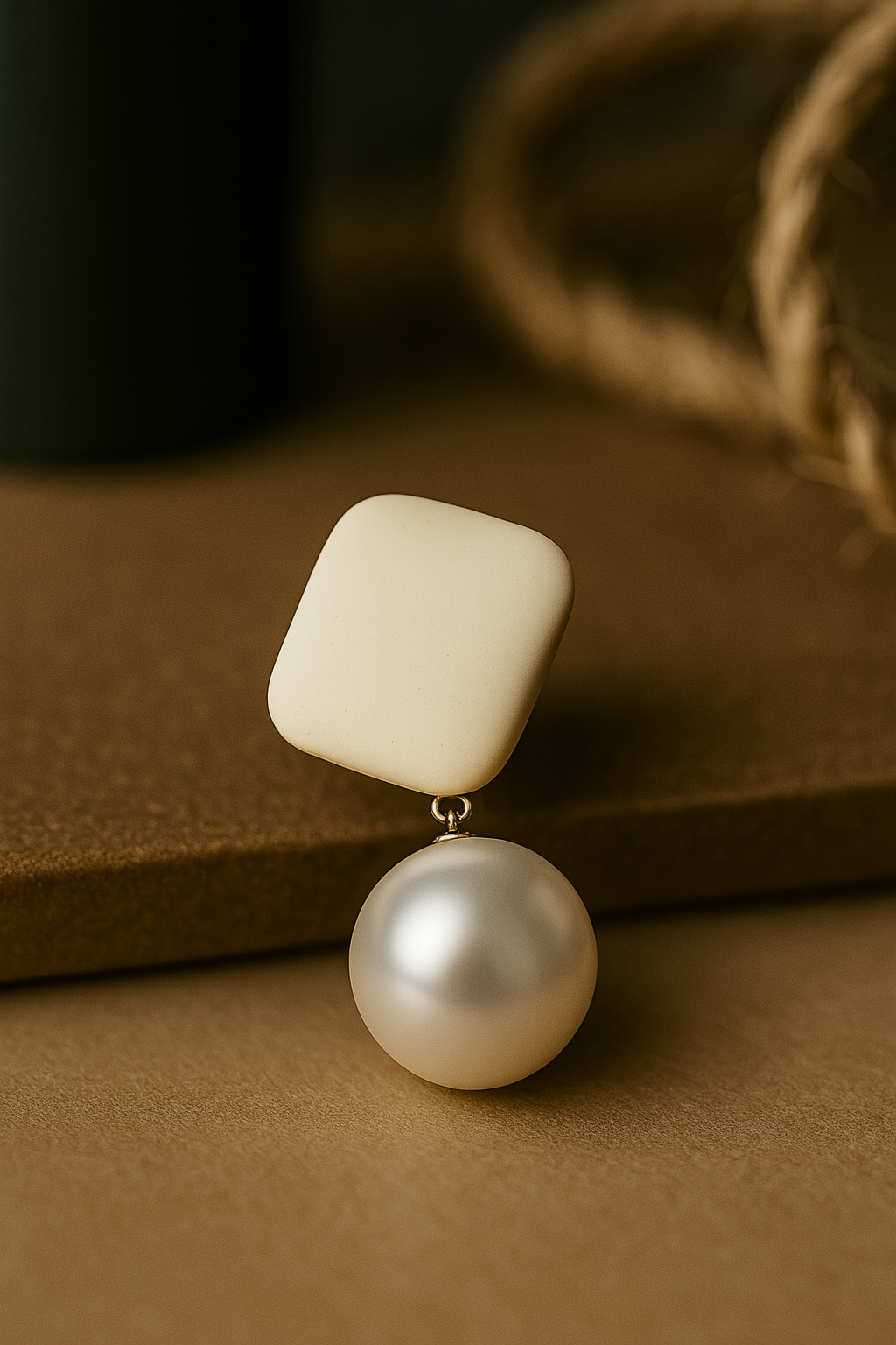 Polymer clay ivory top pearl drop earrings – lightweight modern dangle earrings for everyday wear