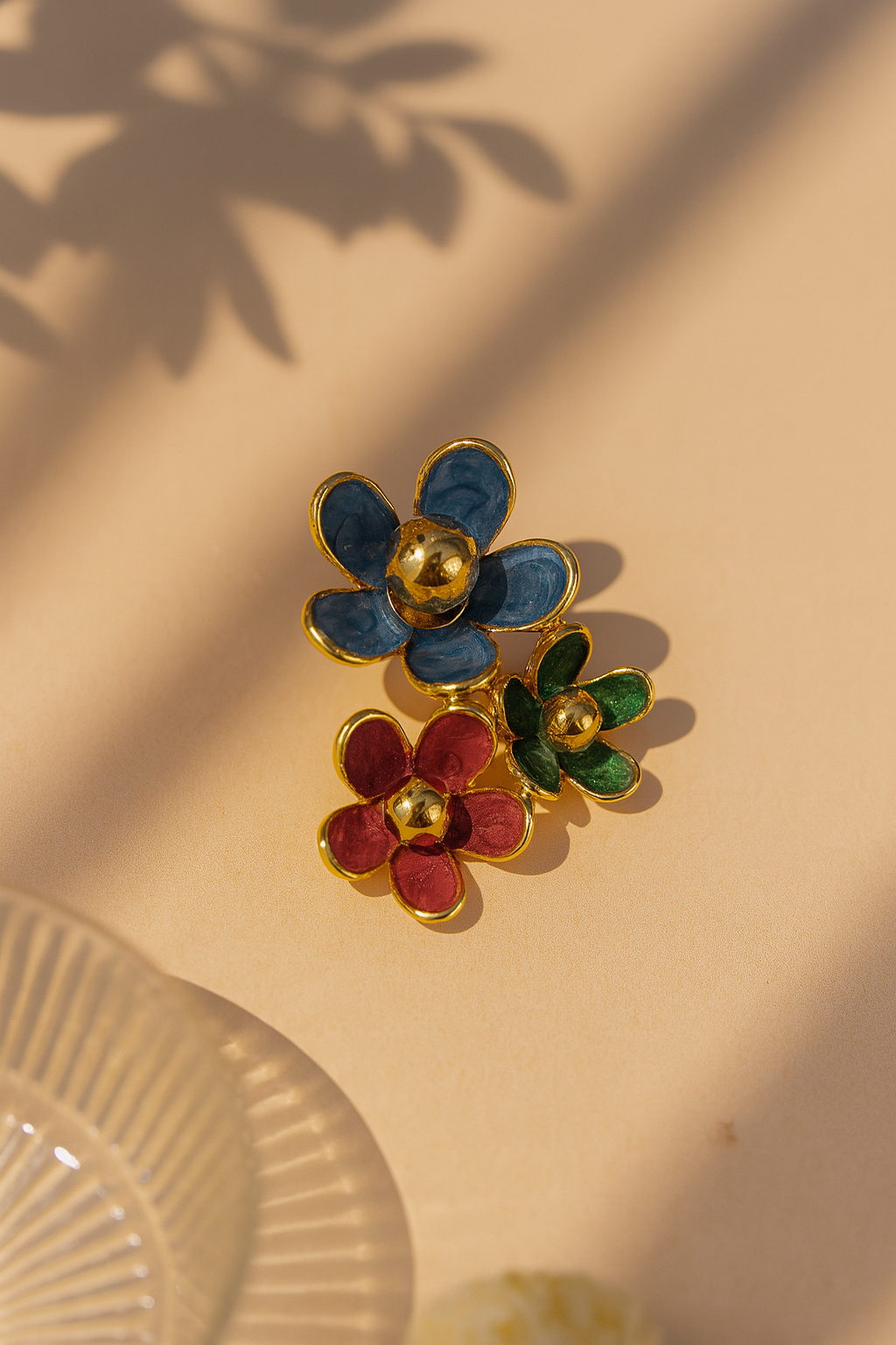 Modern floral cluster earrings in teal, maroon, and emerald green, perfect for women