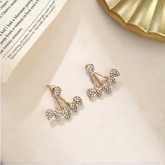 Gold Crystal Lotus Ear Jackets