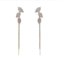 Gold Tone Pave Crystal Leaf Tassels