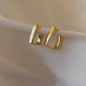 Gold Tone Rectangular Hoop Earrings