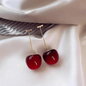 Gold Tone Shiny Red Cherry Dangles