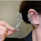 Silver Tone Pave Crystal Butterfly Ear Climbers