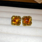 Gold Tone Square Amber Studs