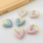 Gold Tone Light Blue Enamel Heart Hoops (Assorted)