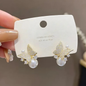 Gold Tone Crystal Butterfly Pearl Studs