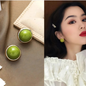 Gold Tone Jade Green Round Studs