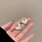 Gold Tone Pearlescent Heart Studs