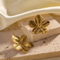 Large Gold Tone Petal Flower Studs