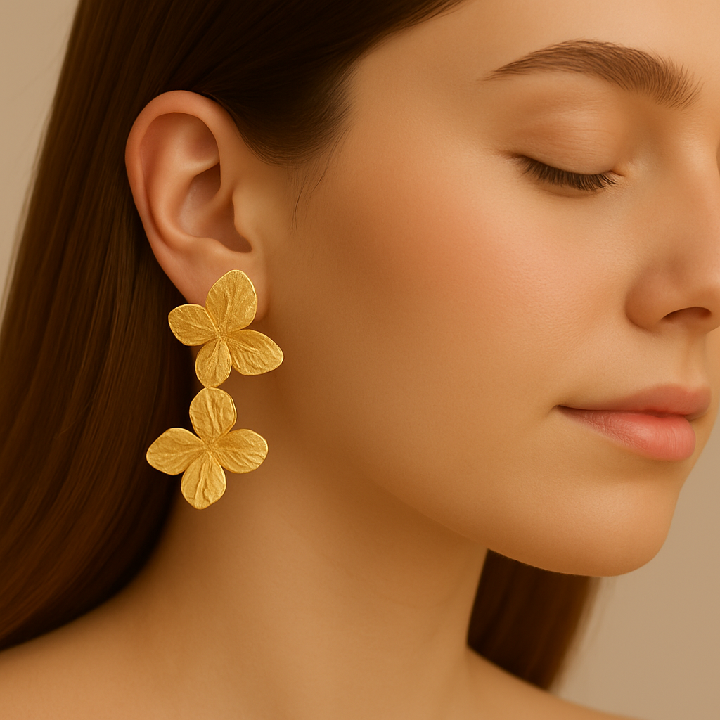 Bohemian style gold stacked butterfly earrings, whimsical animal jewelry, statement boho chic accessory