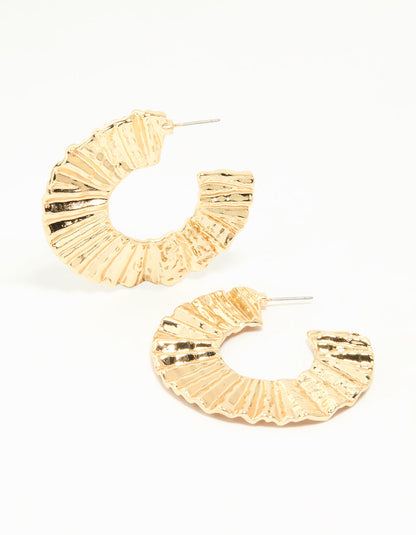 Bold hammered finish gold hoops with anti-tarnish coating – lightweight and durable earrings