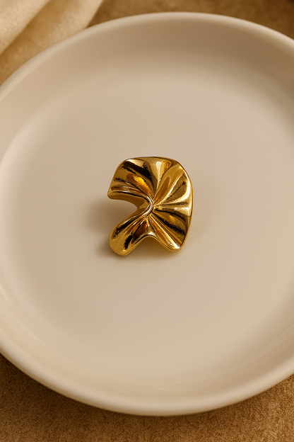 Anti Tarnish Sculpted Gold Petal Stud Earrings - Modern Artistry by Kurlywurly