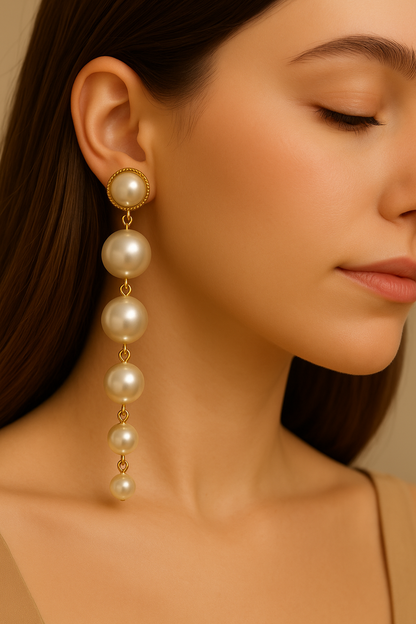 Luxury gold pearl drop earrings for women – elegant bridal or festive jewelry