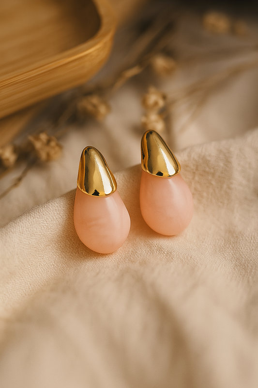 Elegant orange and gold seedling-shaped earrings – modern designer studs for casual and festive wear